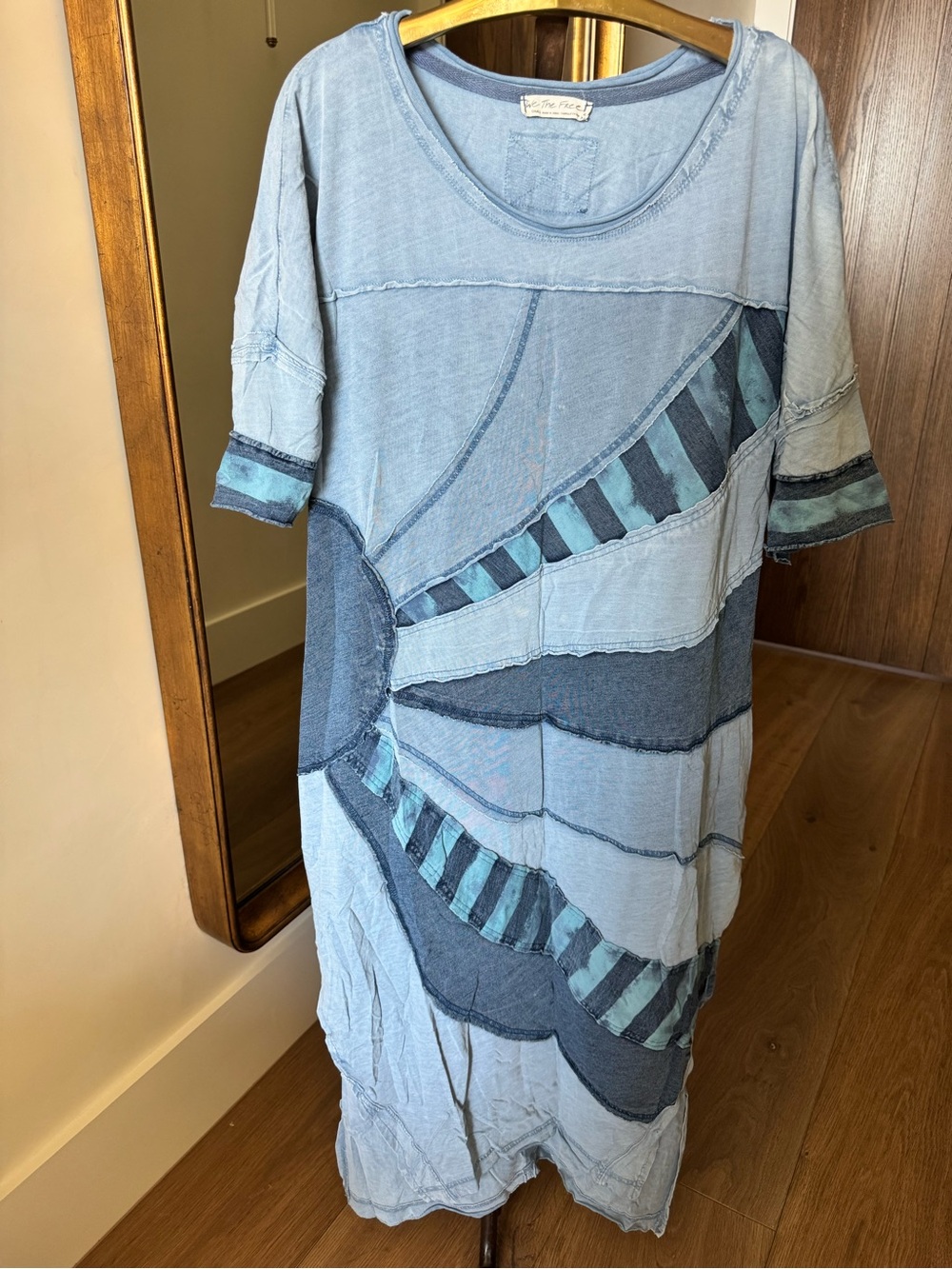 We The Free Light Blue Patchwork Midi Dress